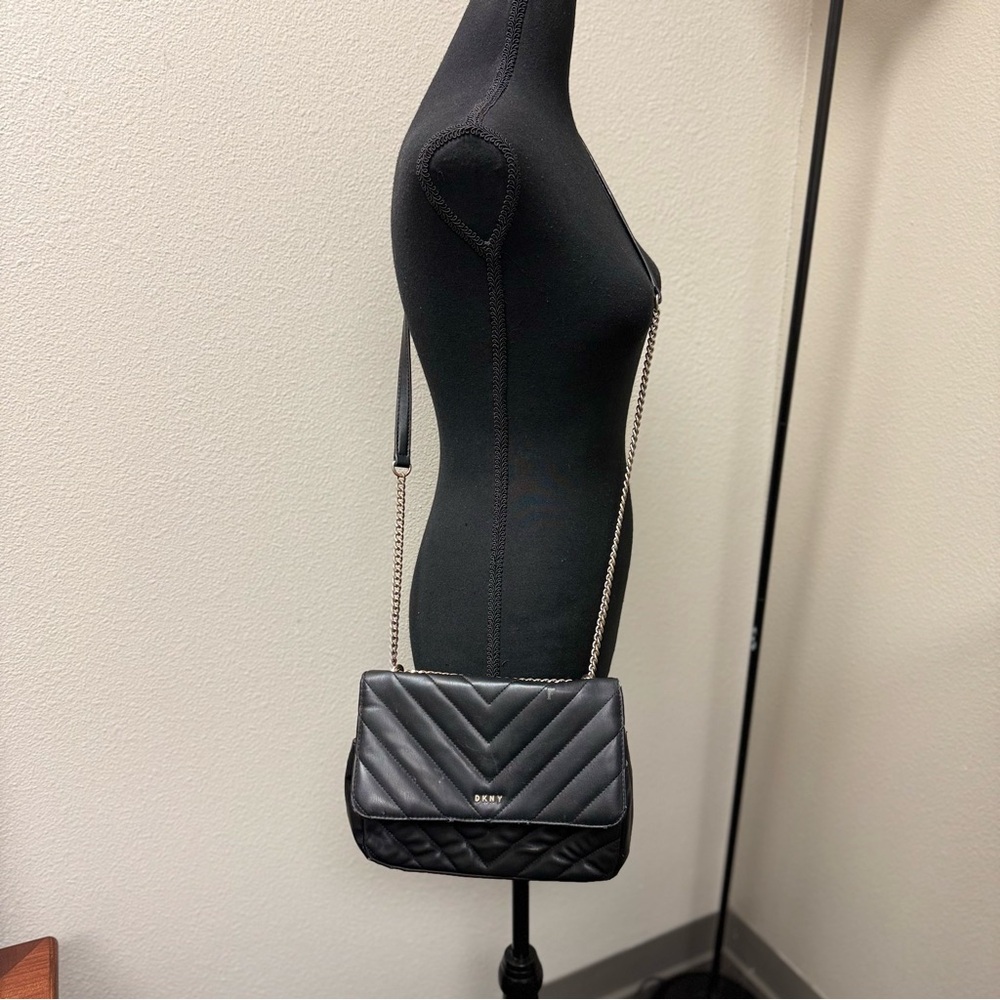 2/$20 DNKY Elegant Black Quilted Shoulder Bag. Faux Leather.